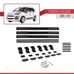 Citroen C3 Picasso 2007-2017 Arası ile uyumlu Basic Model Ara Atkı Tavan Barı SİYAH 3 ADET