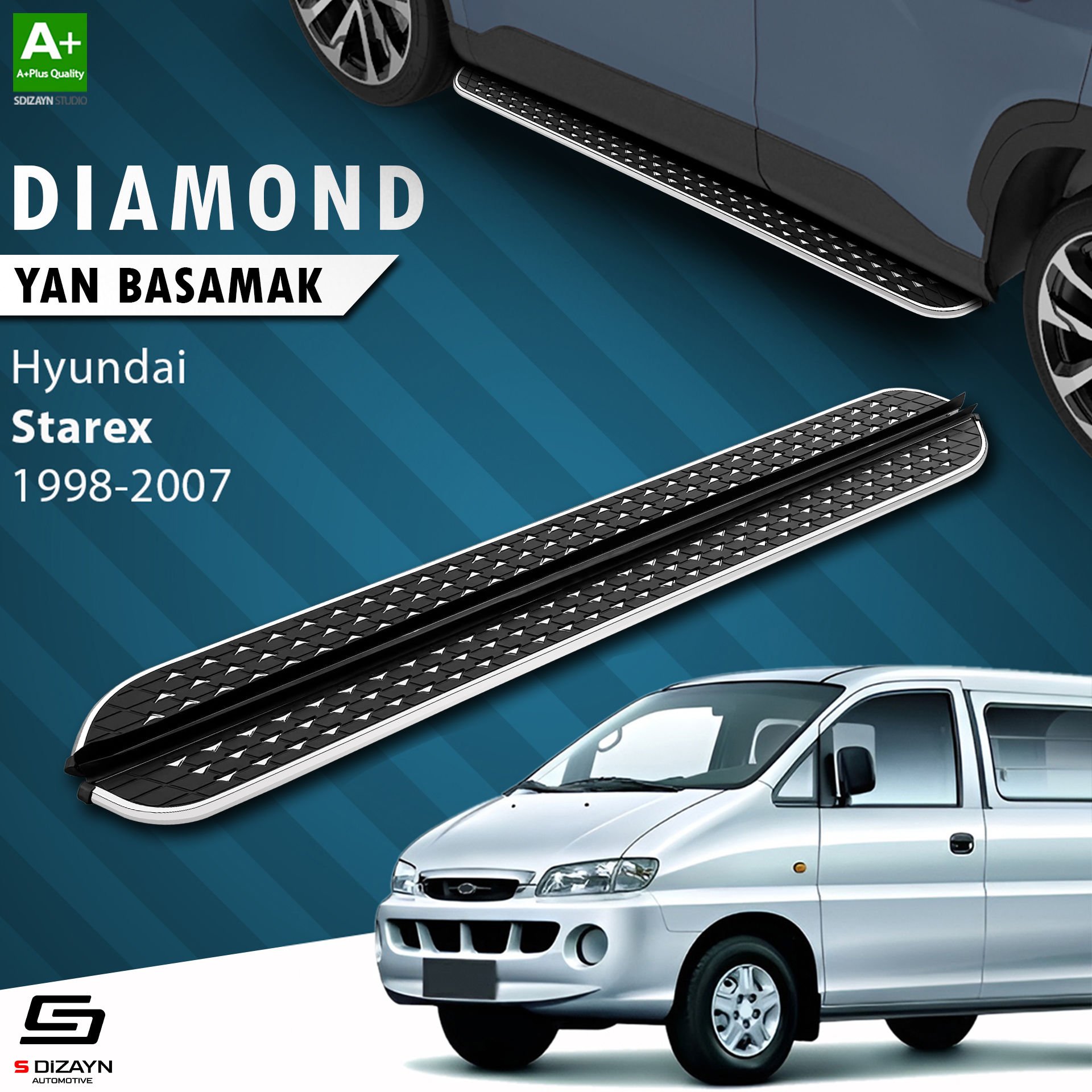 S-Dizayn Hyundai H-1 Starex Diamond Krom Yan Basamak 193 Cm 1998-2007