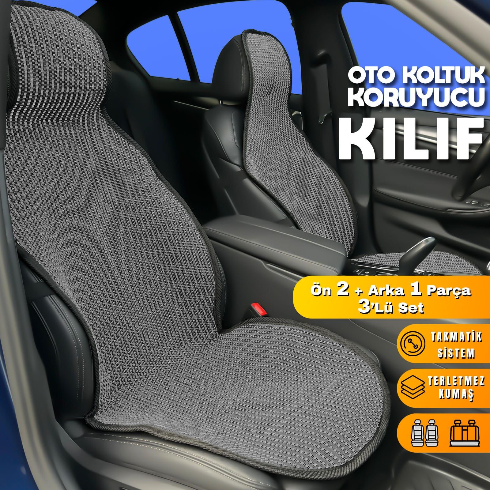 Audi A4 Uyumlu Koltuk Kılıfı Minder Füme 2+1 Ön Arka Set