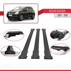 Nissan Qashqai 2007-2010 Arası ile Uyumlu FLY Model Ara Atkı Tavan Barı SİYAH 3 ADET BAR