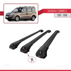 Vauxhall Combo D 2012-2018 Arası ile uyumlu ACE-1 Ara Atkı Tavan Barı SİYAH 3 ADET BAR