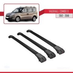 Vauxhall Combo D 2012-2018 Arası ile uyumlu ACE-1 Ara Atkı Tavan Barı SİYAH 3 ADET BAR