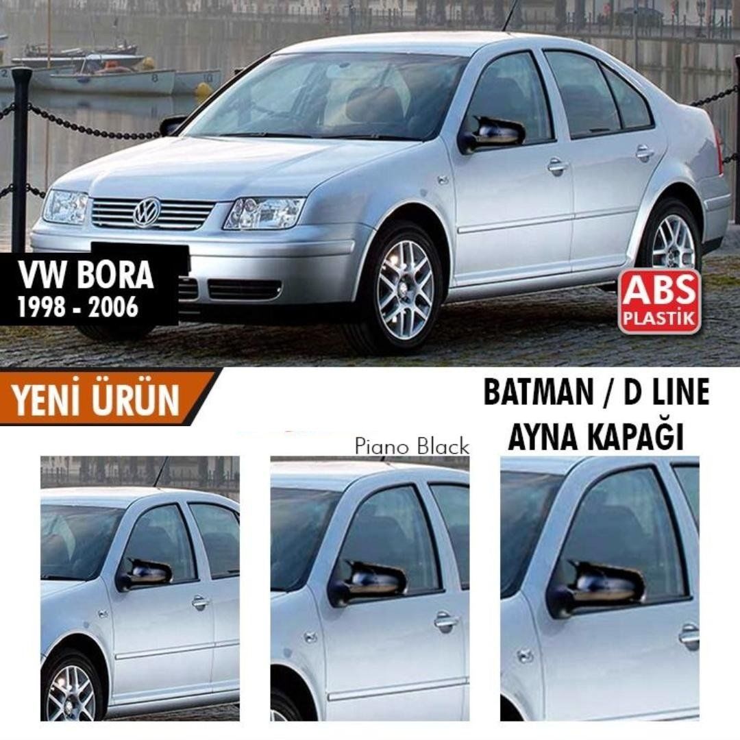 Volkswagen Bora Uyumlu (1998-2006) Batman Yarasa Ayna Kapağı (Parlak Siyah)