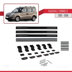 Vauxhall Combo D 2012-2018 Arası ile uyumlu Basic Model Ara Atkı Tavan Barı SİYAH 3 ADET