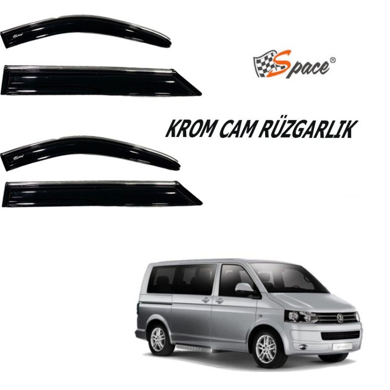 Krom Cam Rüzgarlığı 1,2Mm Volkswagen Transporter T5-2008 2'Li / Caru461