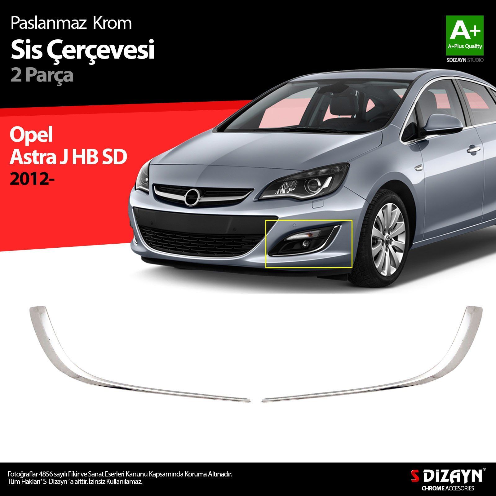 Opel Astra Uyumlu J Krom Sis Farı Çerçevesi 2012 Üzeri