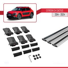 Citroen C4 Cactus 2014 ve Sonrası ile Uyumlu FLY Model Ara Atkı Tavan Barı GRİ 3 ADET BAR