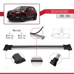 Nissan Qashqai 2010-2014 Arası ile uyumlu FLY Model Ara Atkı Tavan Barı GRİ