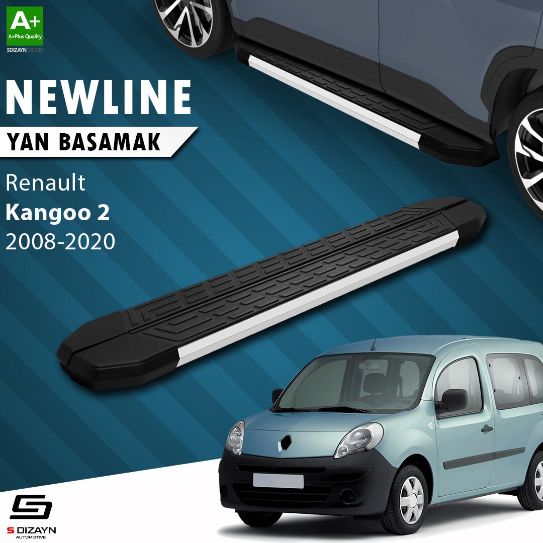 S-Dizayn Renault Kangoo 2 Uzun Şase NewLine Aluminyum Yan Basamak 223 Cm 2008-2020 A+ Kalite