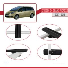 Citroen C4 Grand Picasso 2007-2013 Arası ile uyumlu Basic Model Ara Atkı Tavan Barı SİYAH 3 ADET