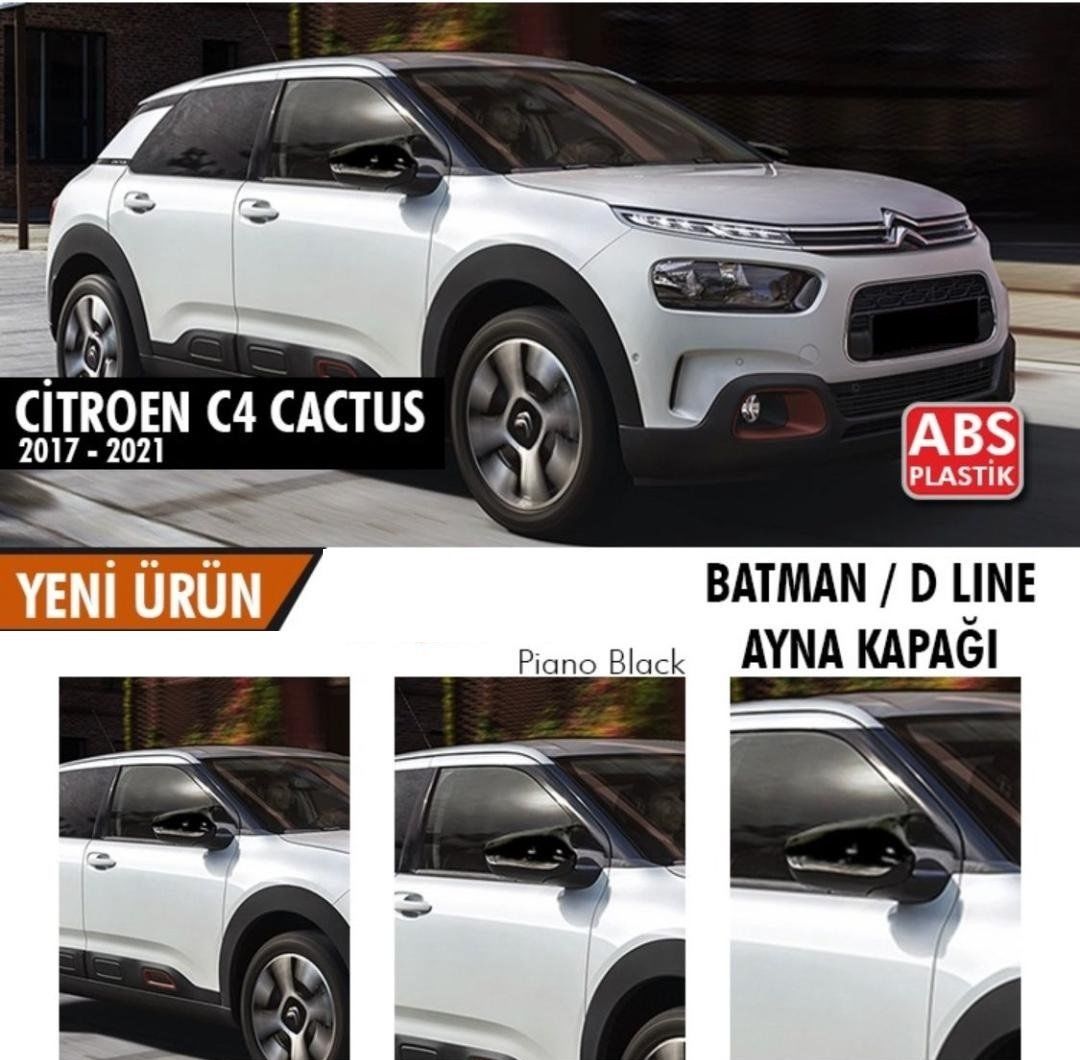 Citroen Cactus Uyumlu (2017-2021) Batman Ayna Kapağı Arası (Parlak Siyah)