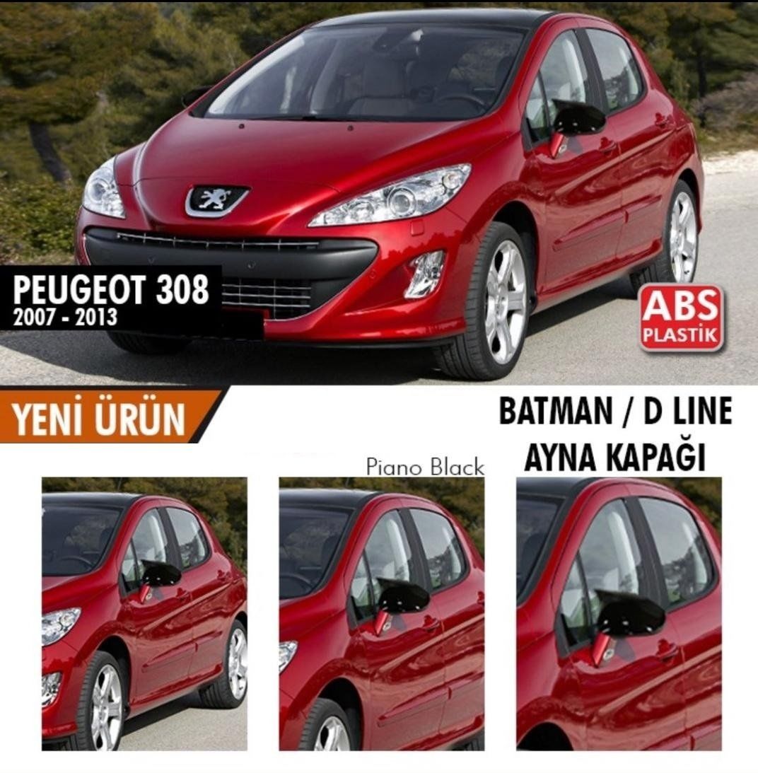 Peugeot 308 Uyumlu (2007-2013) Batman Yarasa Ayna Kapağı (Piano Black)