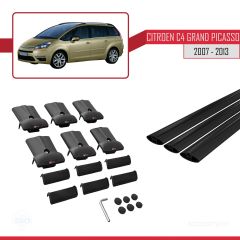 Citroen C4 Grand Picasso 2007-2013 Arası ile Uyumlu FLY Model Ara Atkı Tavan Barı SİYAH 3 ADET BAR