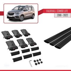 Vauxhall Combo Life 2019-2022 Arası ile Uyumlu FLY Model Ara Atkı Tavan Barı SİYAH 3 ADET BAR