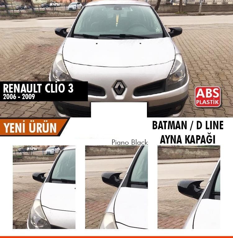 Renault Clio Uyumlu 3 (2006-2009) Batman Yarasa Ayna Kapağı (Piano Black)