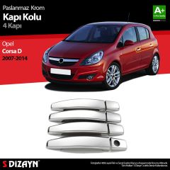 Opel Corsa Uyumlu D Krom Kapı Kolu 4 Kapı 2007-2014