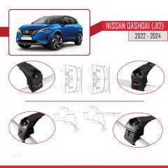 Nissan Qashqai 2022 ve Sonrası ile uyumlu ACE-2 Ara Atkı Tavan Barı SİYAH