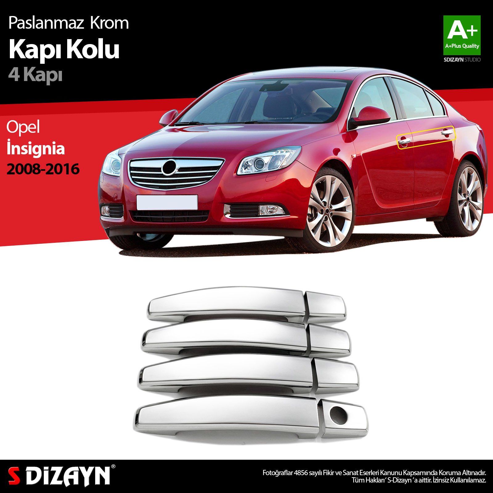 Opel Insignia Uyumlu Krom Kapı Kolu 4 Kapı 2008-2016