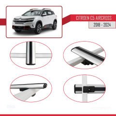 Citroen C5 Aircross 2018 ve Sonrası ile uyumlu Basic Model Ara Atkı Tavan Barı GRİ 3 ADET