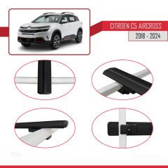 Citroen C5 Aircross 2018 ve Sonrası ile uyumlu Basic Model Ara Atkı Tavan Barı SİYAH 3 ADET