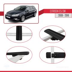 Citroen C5 SW 2008-2018 Arası ile uyumlu Basic Model Ara Atkı Tavan Barı SİYAH 3 ADET