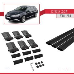 Citroen C5 SW 2008-2018 Arası ile Uyumlu FLY Model Ara Atkı Tavan Barı SİYAH 3 ADET BAR