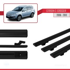 Citroen C-Crosser 2006-2013 Arası ile uyumlu Basic Model Ara Atkı Tavan Barı SİYAH 3 ADET