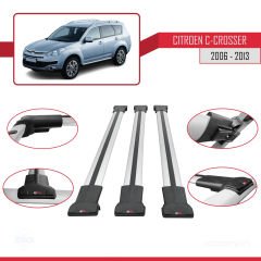 Citroen C-Crosser 2006-2013 Arası ile uyumlu FLY Model Ara Atkı Tavan Barı GRİ 3 ADET BAR