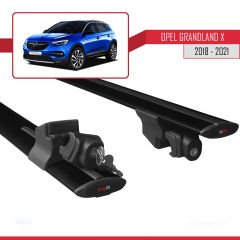 Opel - Vauxhall Grandland X 2018-2021 Arası ile uyumlu HOOK Model Anahtar Kilitli Ara Atkı Tavan Barı SİYAH