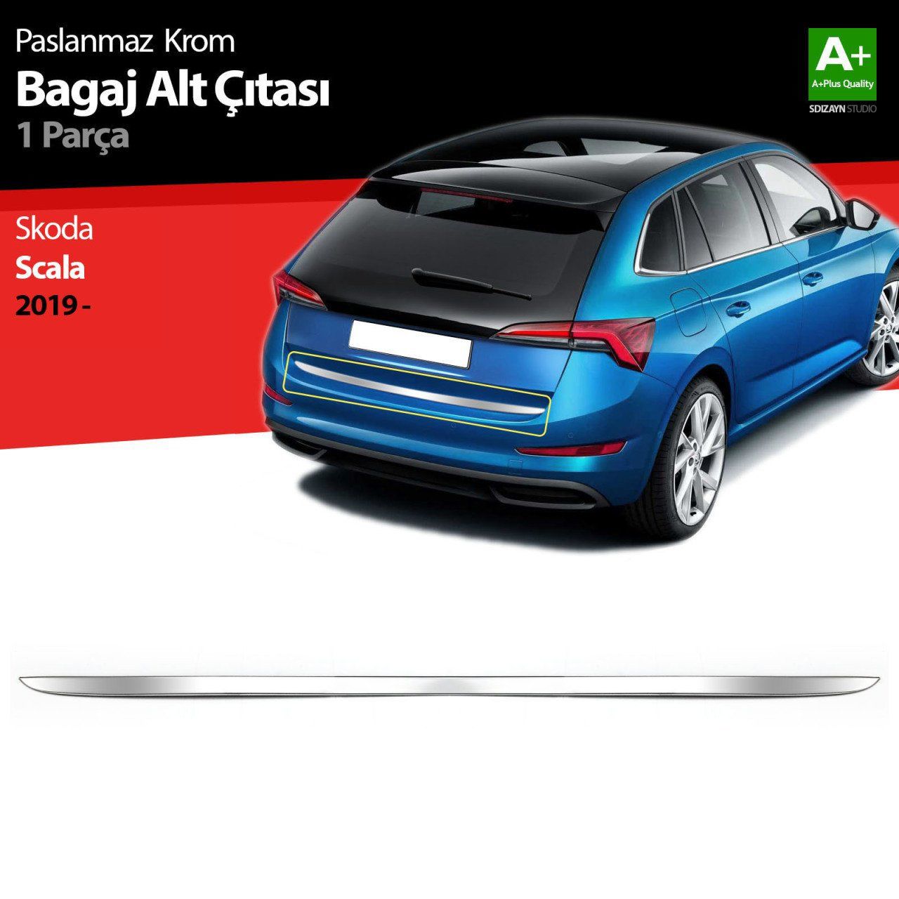 Skoda Scala Uyumlu Krom Bagaj Alt Çıtası 2019 Üzeri