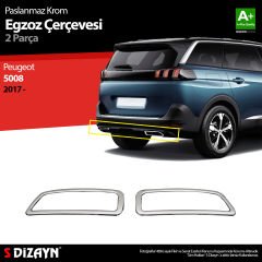 S-Dizayn Peugeot 5008 Krom Egzoz Çıkışı 2 Prç. 2017 Üzeri