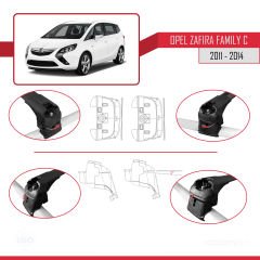 Opel - Vauxhall Zafira Family C 2011-2014 Arası ile uyumlu ACE-2 Ara Atkı Tavan Barı SİYAH