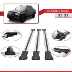 Volkswagen Amarok 2010-2016 Arası ile Uyumlu FLY Model Ara Atkı Tavan Barı GRİ 3 ADET BAR