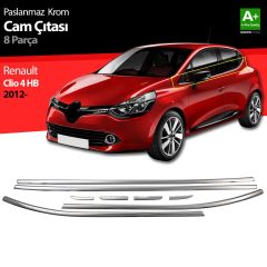 Renault Clio Uyumlu 4 Hatchback Krom Cam Çıtası 8 Parça. 2012 Üzeri