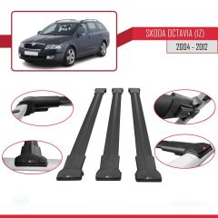 Skoda Octavia (1Z) 2004-2012 Arası ile Uyumlu FLY Model Ara Atkı Tavan Barı SİYAH 3 ADET BAR