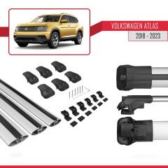 Volkswagen Atlas 2018-2023 ile uyumlu ACE-1 Ara Atkı Tavan Barı GRİ 3 ADET BAR