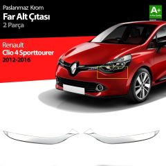 Renault Clio Uyumlu 4 Sport Tourer Krom Far Alt Çıtası 2 Parça. 2012-2016