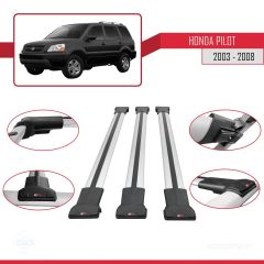 Honda Pilot 2003-2008 Arası ile Uyumlu FLY Model Ara Atkı Tavan Barı GRİ 3 ADET BAR