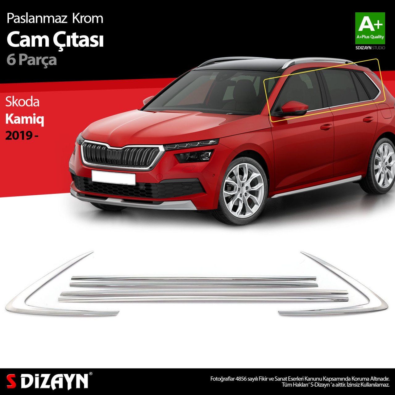 Skoda Kamiq Uyumlu Krom Cam Çıtası 6 Parça 2019 Üzeri