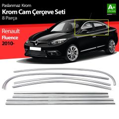 Renault Fluence Uyumlu Krom Cam Çerçeve Seti 8 Parça 2010 Üzeri