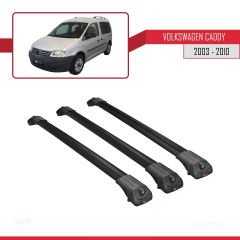 Volkswagen Caddy 2003-2010 Arası ile uyumlu ACE-1 Ara Atkı Tavan Barı SİYAH 3 ADET BAR