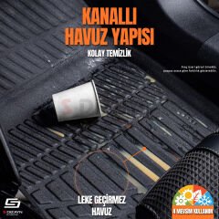 S-Dizayn Renault Captur 3D Pro Havuzlu Paspas 2013-2019 A+ Kalite