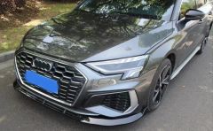 Audi A3 Uyumlu 2021+ Ön Lip (Parlak Siyah)