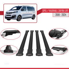 Opel / Vauxhall Zafira Life 2019 ve Sonrası ile uyumlu FLY Model Ara Atkı Tavan Barı SİYAH 4 ADET