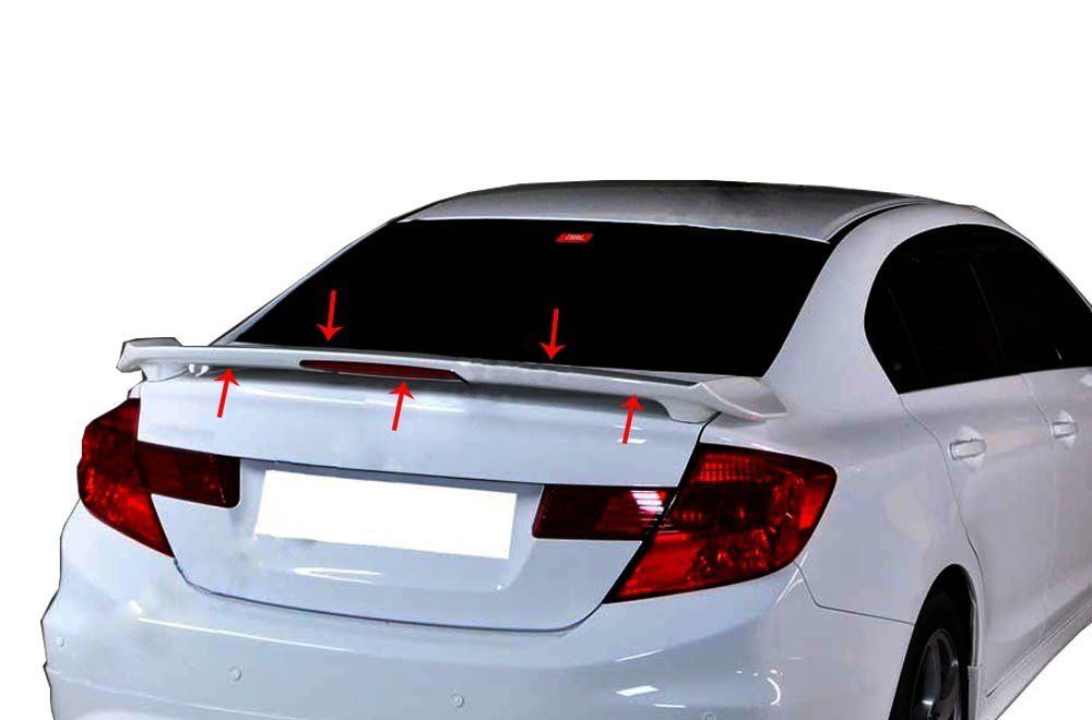 Honda Civic Uyumlu 9 Spoiler Bagaj Yüksek (Işıklı) Fiber 2012-2015