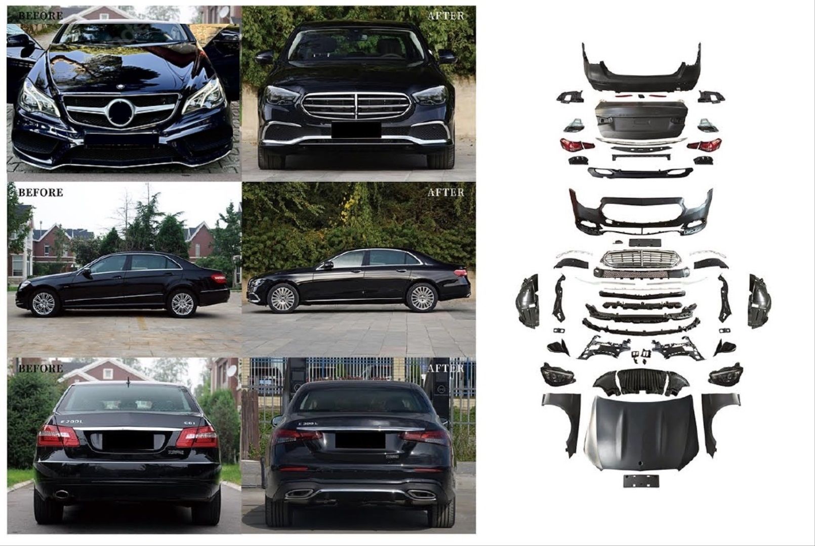 W212 (2014-2016) Lcı  İçin 2020+ W213 Exclusive Görünüm Full Facelift Body Kıt