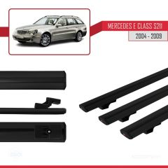 Mercedes E Class S211 2004-2009 Arası ile uyumlu Basic Model Ara Atkı Tavan Barı SİYAH 3 ADET