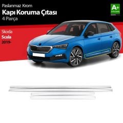 Skoda Scala Uyumlu Krom Kapı Koruma Çıtası 4 Parça. 2019 Üzeri.