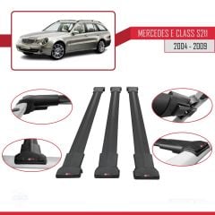 Mercedes E Class S211 2004-2009 Arası ile uyumlu FLY Model Ara Atkı Tavan Barı SİYAH 3 ADET BAR