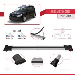 Skoda Roomster 2007-2015 Arası ile Uyumlu FLY Model Ara Atkı Tavan Barı GRİ 3 ADET BAR